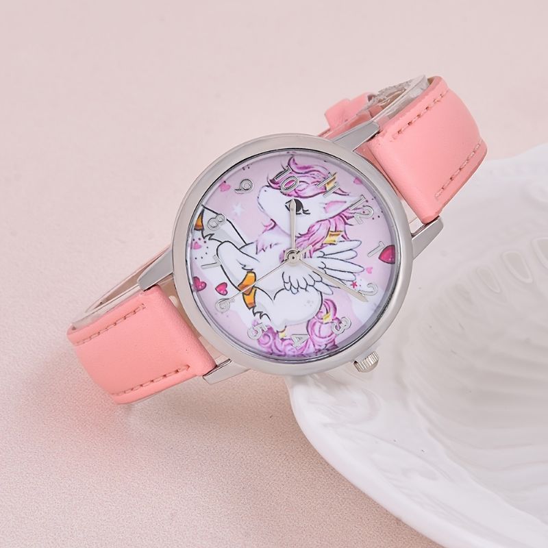 Kids Jenter Unicorn Watch & Charm Armbånd Sett 2stk