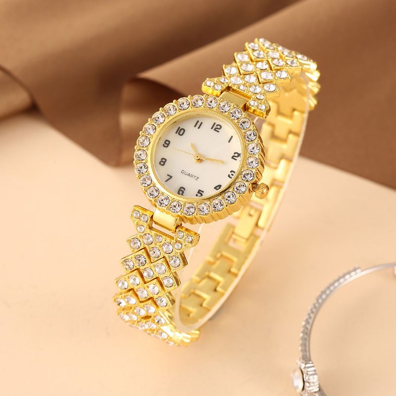 Rhinestone Quartz Watch Sink Alloy Strap Charms Gave Bursdagsgaver Til Kvinner Kone Jenter Henne