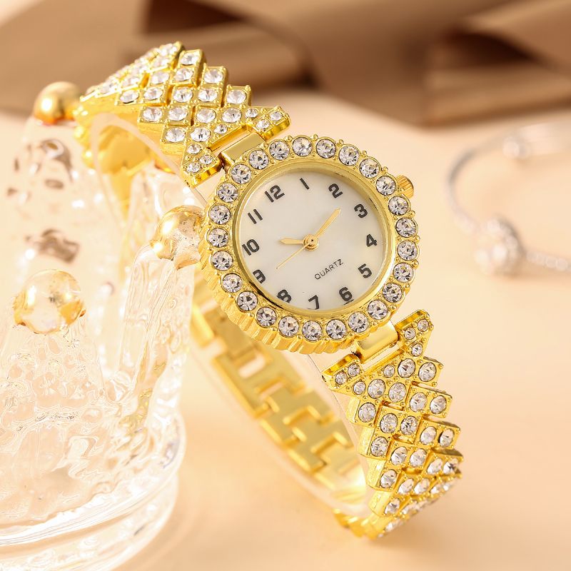 Rhinestone Quartz Watch Sink Alloy Strap Charms Gave Bursdagsgaver Til Kvinner Kone Jenter Henne