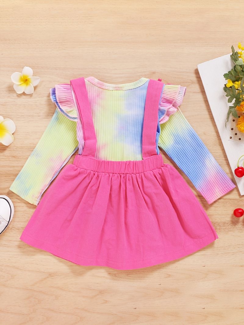 2 Stk Jenter Cute Tie Dye Topp Suspender Skjørt Bomullsdress