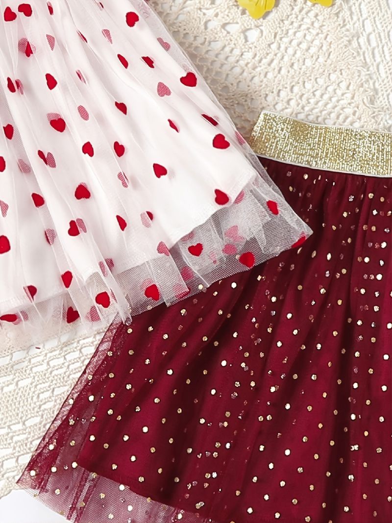 2stk Baby Jenter Skjørt Mesh Heart Polka Dot Princess