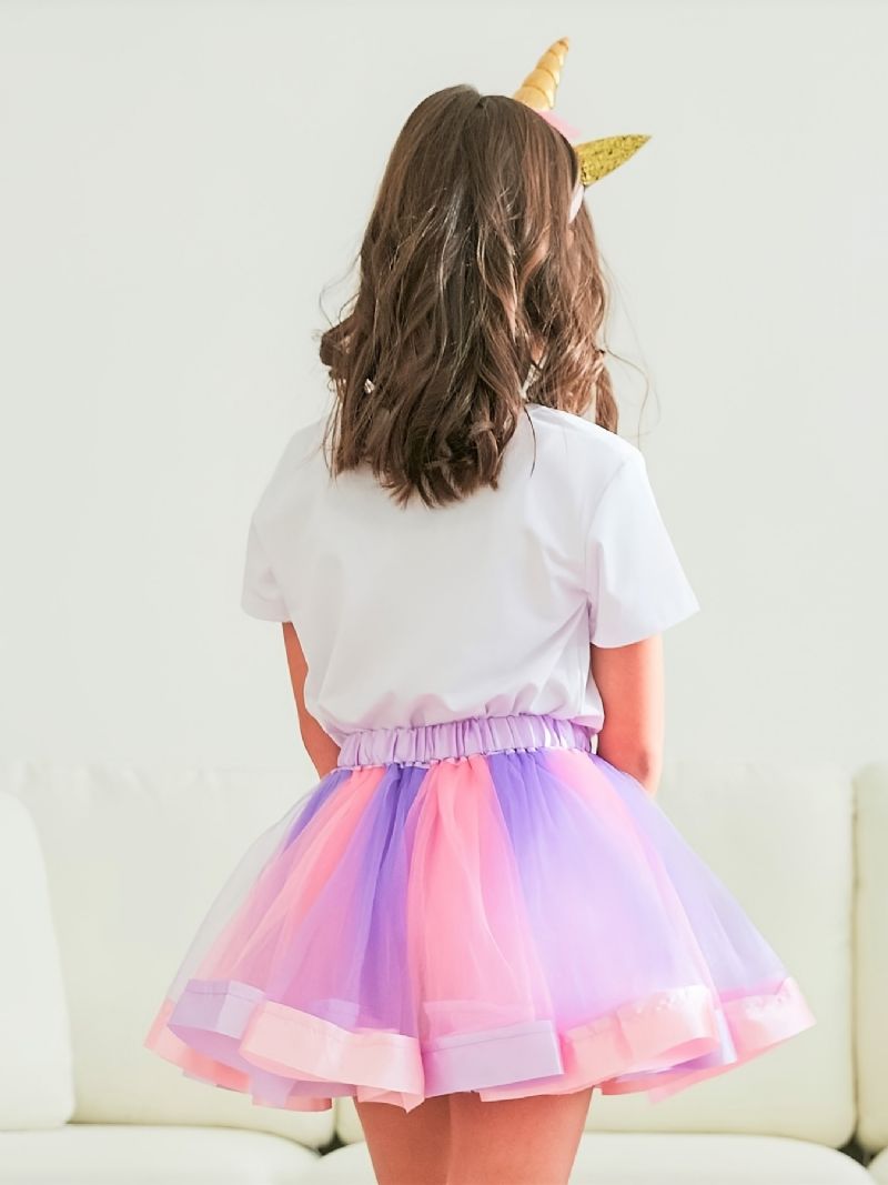 Jente Rosa Lilla Layered Tulle Tutu-skjørt Barneklær Prinsesseskjørt