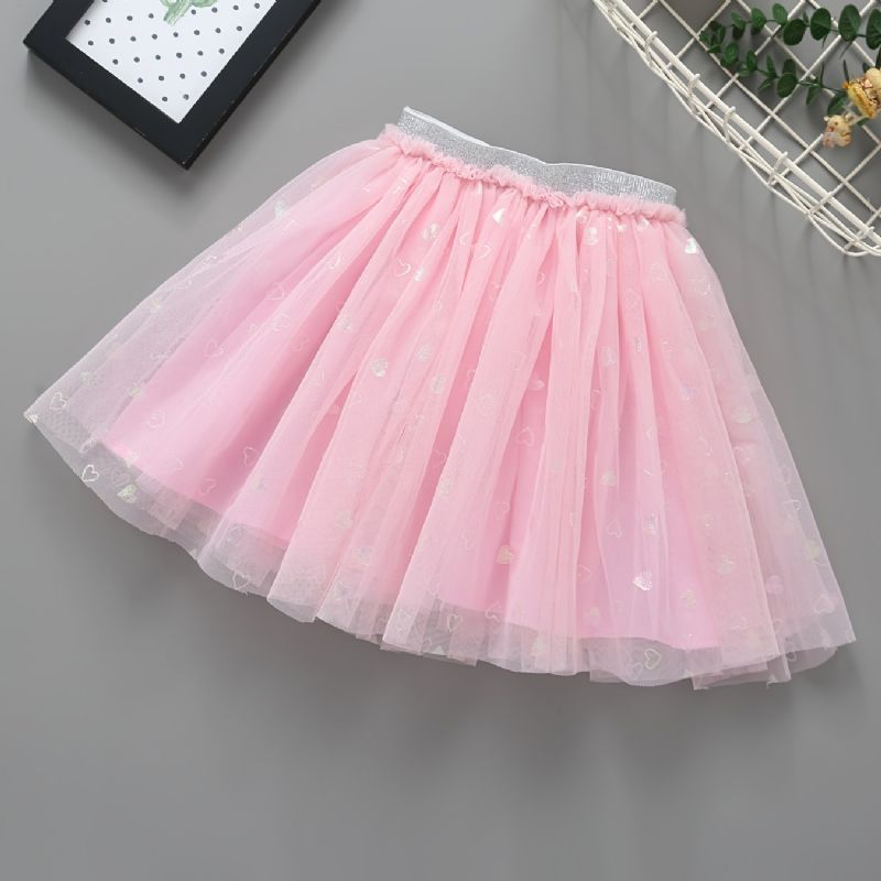 Jenter Princess Heart Print Tulle Tutu-skjørt For Party Ballet Performance Barneklær