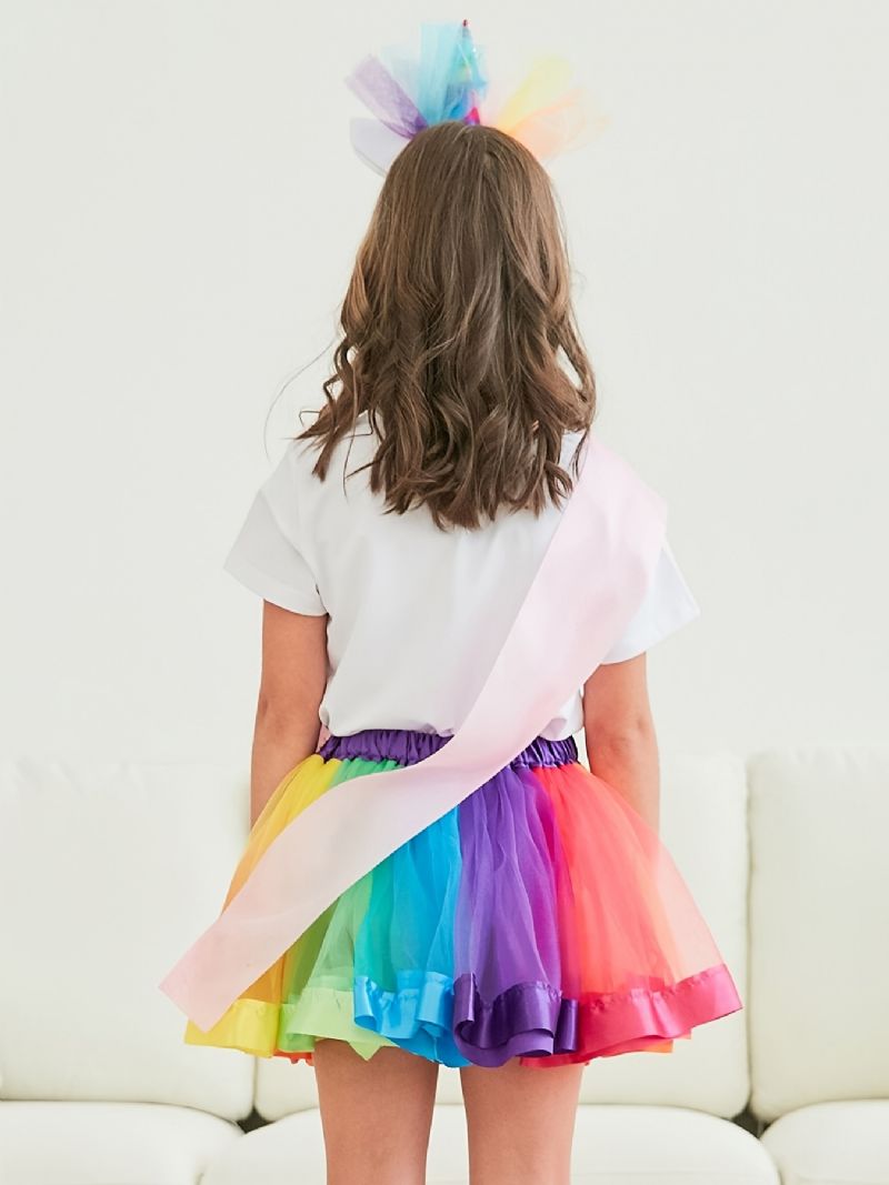 Jenter Prinsesse Rainbow Tutu-skjørt Ballett Tyll Danseskjørt Festkjole Klær Barneklær