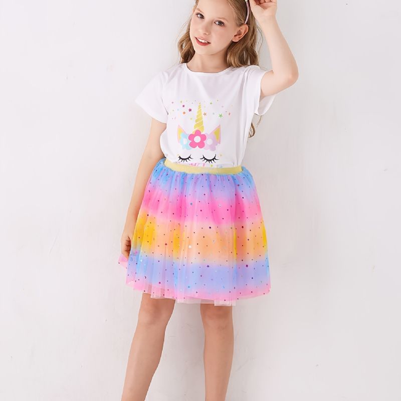 Jenter Tutu-skjørt Rainbow Star Mesh-skjørt Prinsessekjole