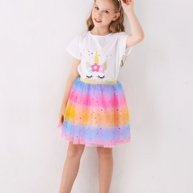 Jenter Tutu-skjørt Rainbow Star Mesh-skjørt Prinsessekjole