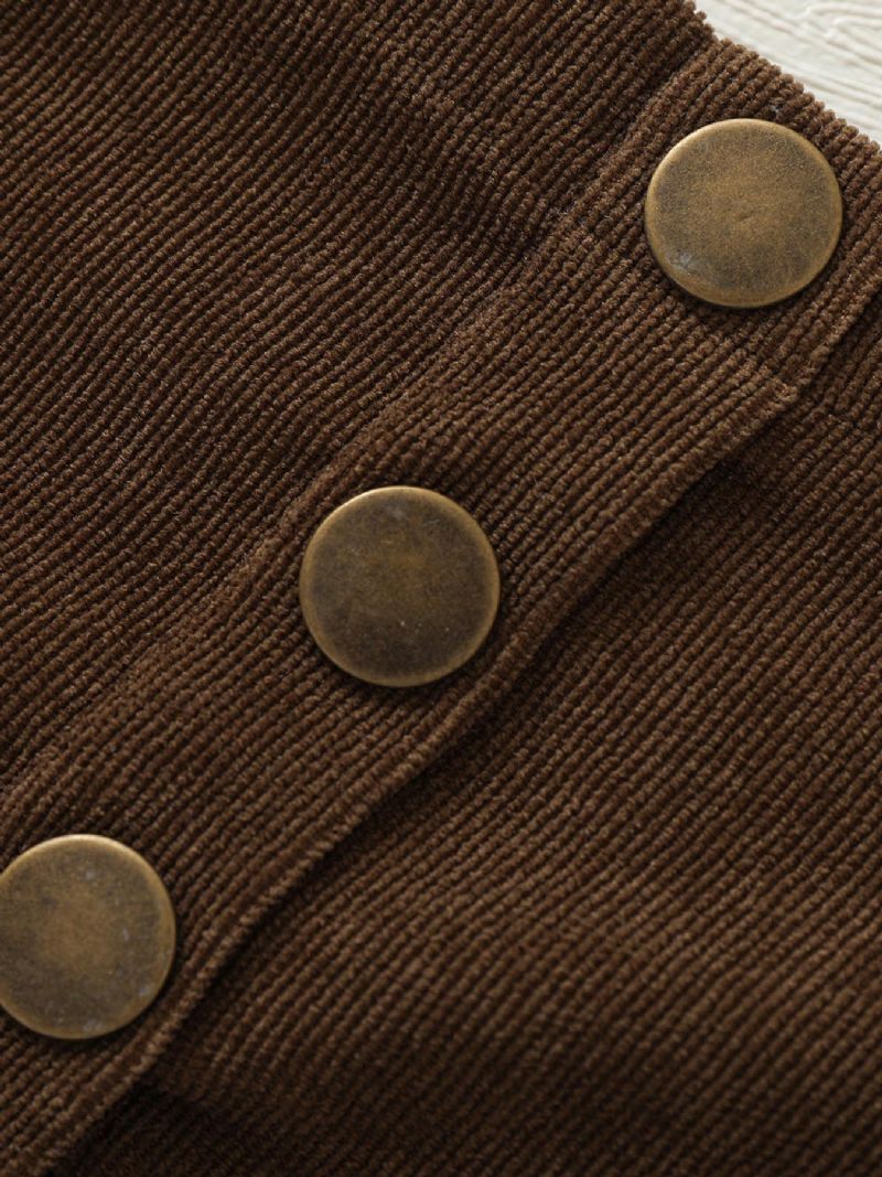 Småbarn Jenter Corduroy Button Up Skjørt