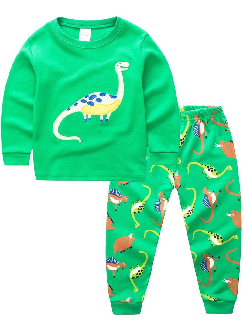 2 Stk Gutter Casual Carton Dinosaur Printed Pyjamas Sets