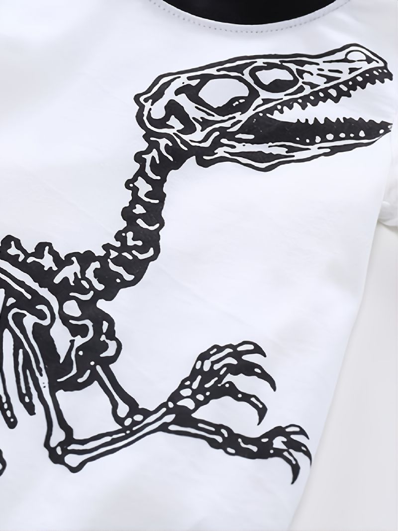 2 Stk Gutter Casual Crew Neck Dinosaur Print Pyjamassett Barneklær