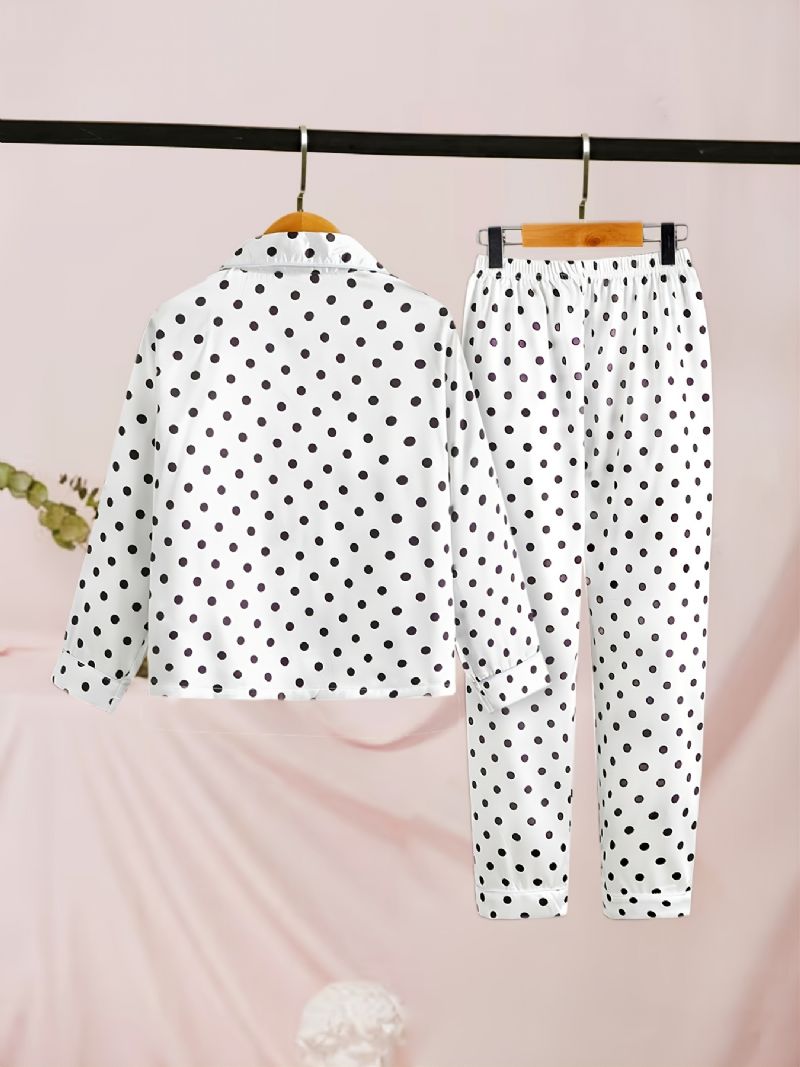 2 Stk Jente Polka Dot Langermede Bukser Pysjamassett