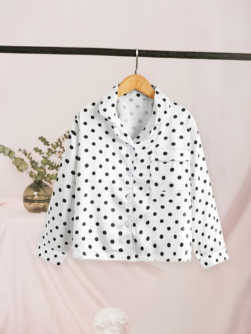 2 Stk Jente Polka Dot Langermede Bukser Pysjamassett