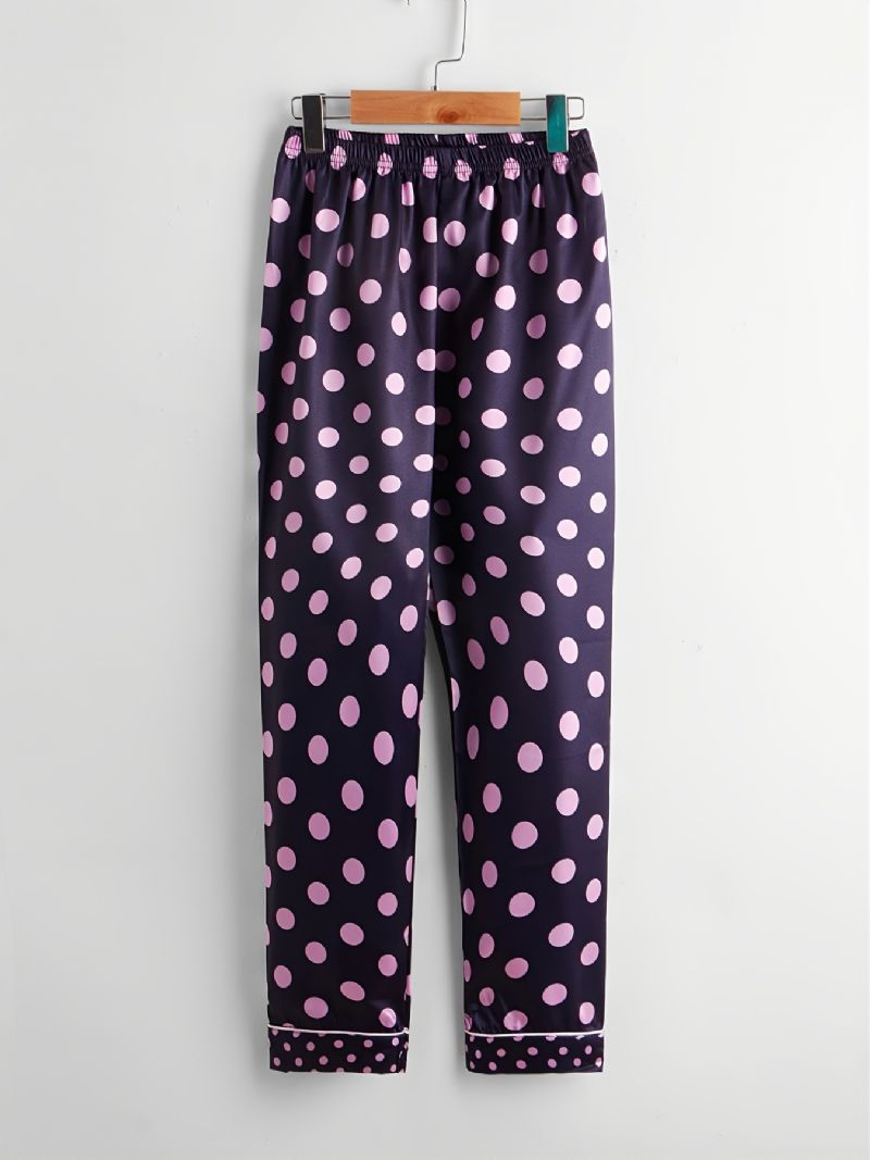 2 Stk Småbarn Jenter Krage Cardigan Shorts Antrekk Casual Polka Dot Pyjamas Sett