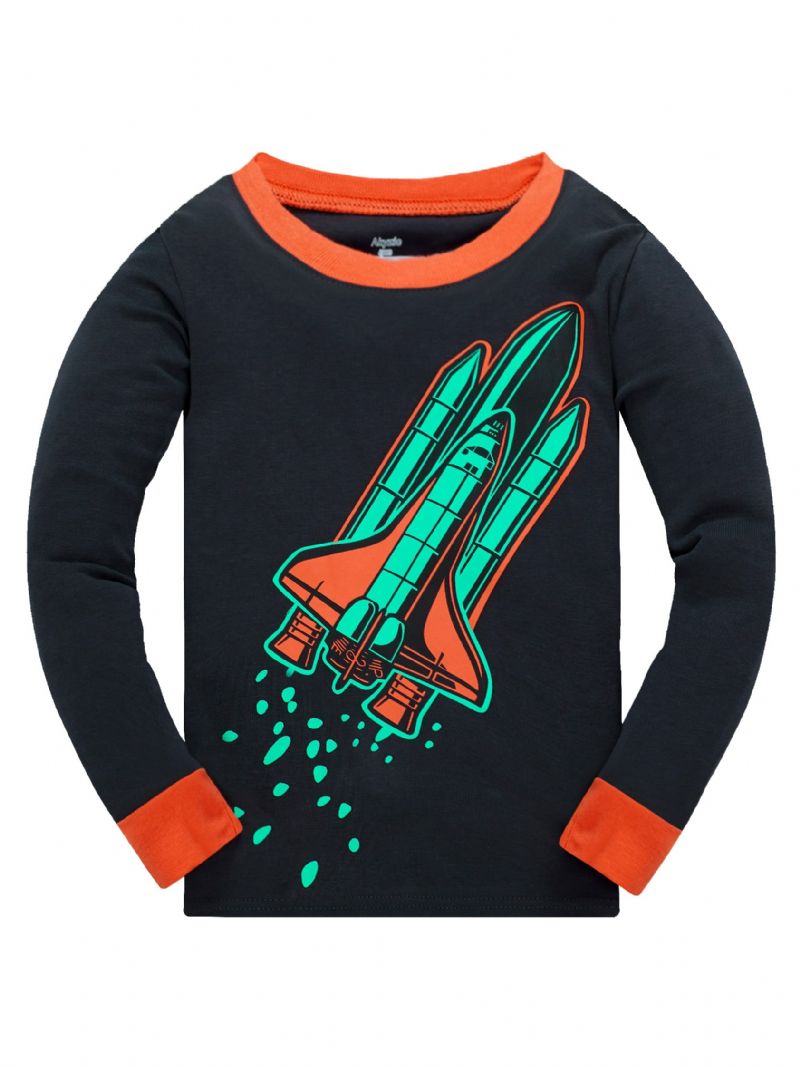 2stk Gutter Rocket Astronaut Star Universe Langermet Pyjamas Bomullsdress