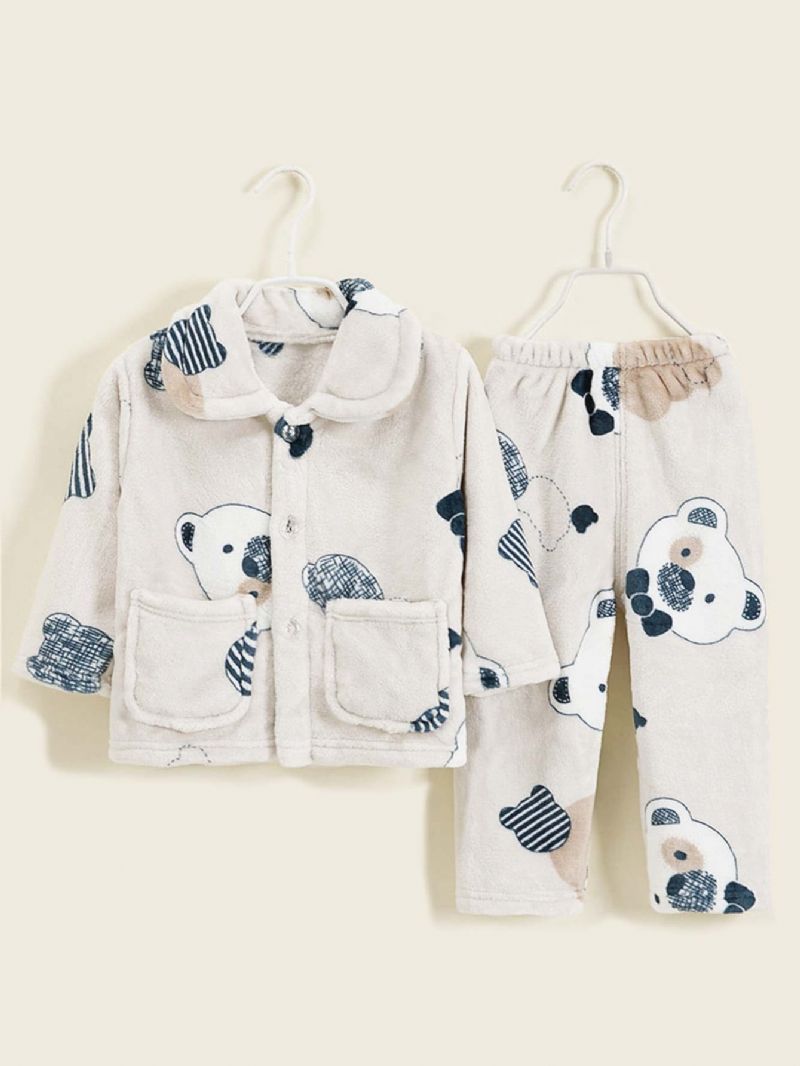 2stk Gutter Tykk Bamse Flanell Pyjamas