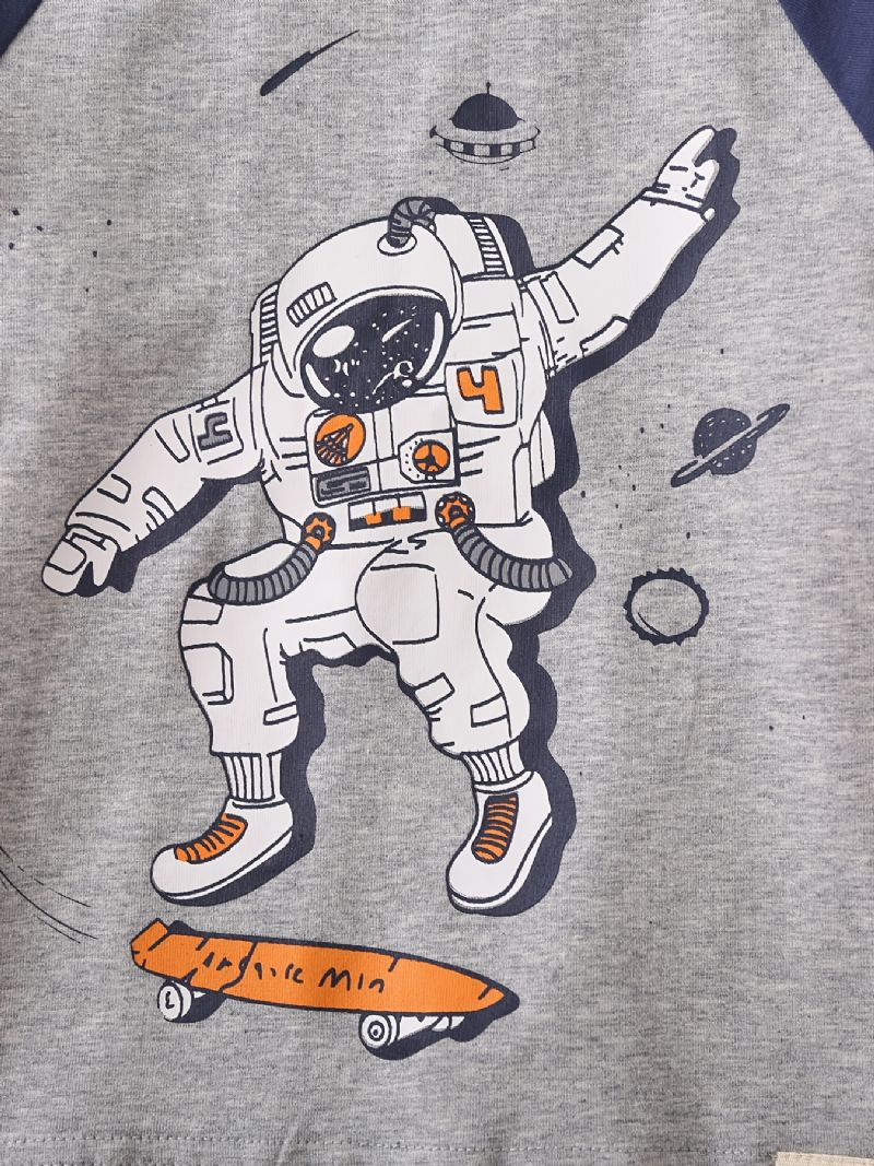 Baby Gutter Pyjamas Familieantrekk Astronaut Print Rund Hals Langermet Topp Og Buksesett Barneklær