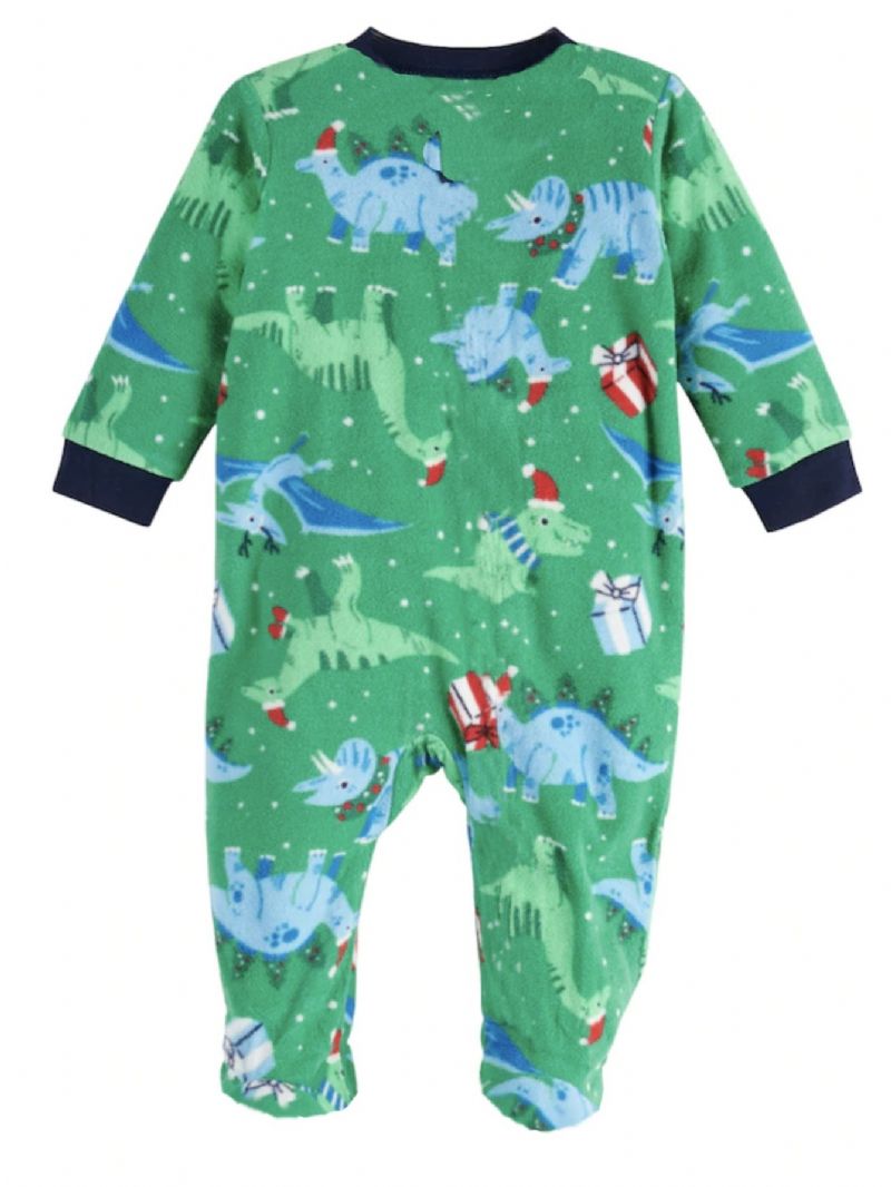 Baby Jenter Crew Neck Søt Tegneserie Dinosaur Pyjamas Set Christmas Set