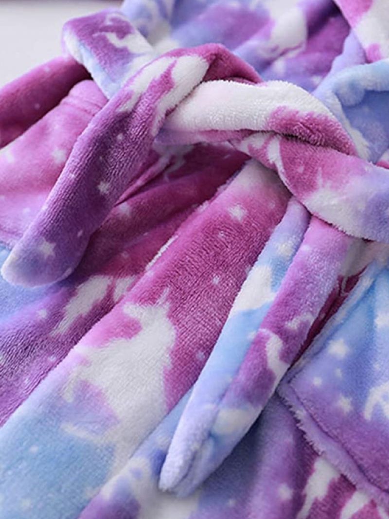 Baby Jenter Hette Badekåpe Unicorn Flanell Pyjamas Mykt Varmt Belte Nattøy Vinter Barneklær