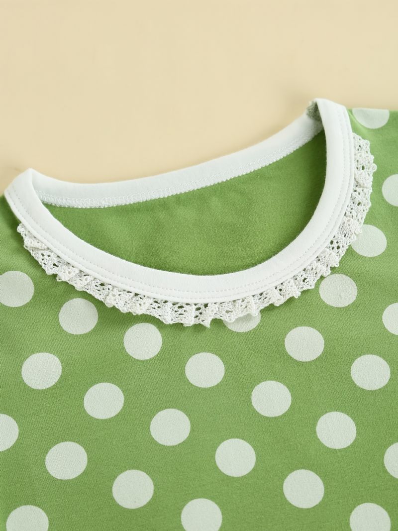 Baby Jenter Pyjamas Familieantrekk Polka Dots Rundhals Langermet Topp Og Buksesett Barneklær