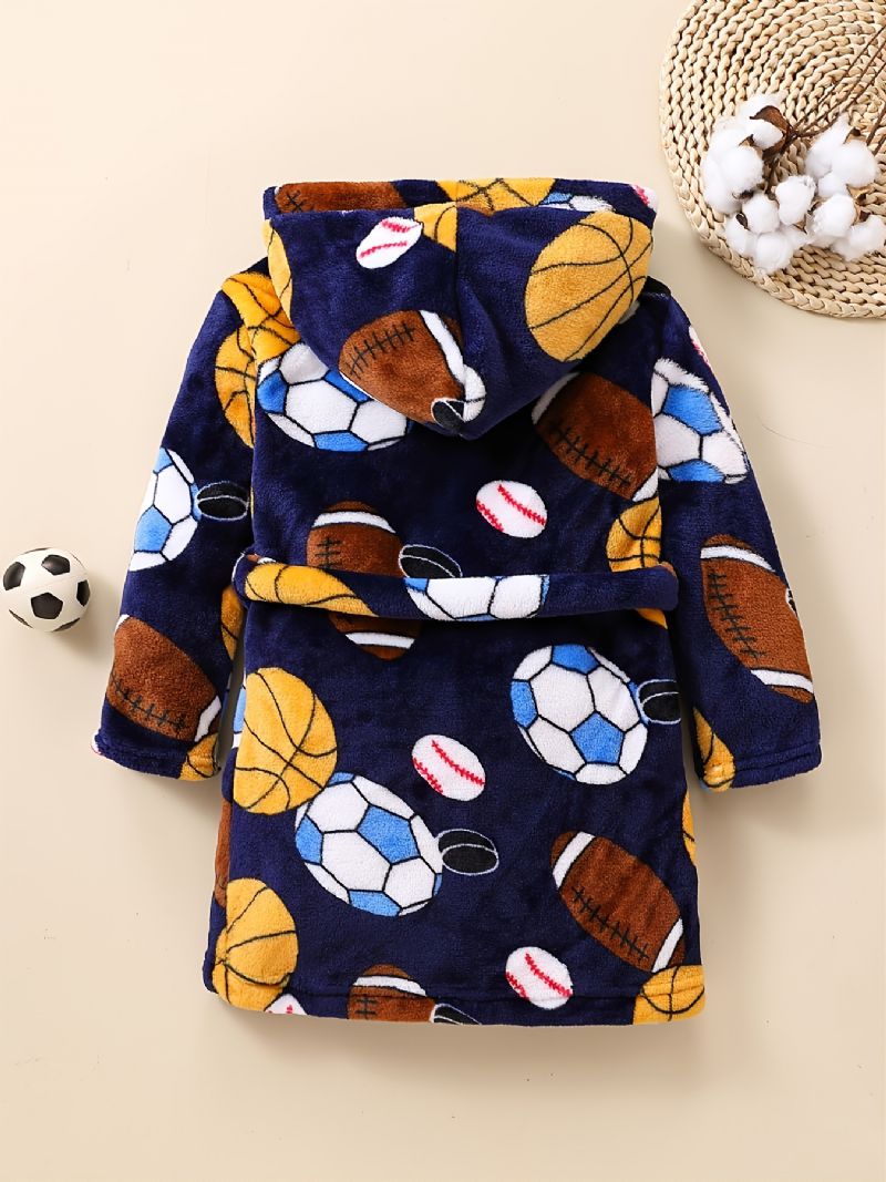 Barn Gutter Jenter Casual Fotball Baseball Print Fleece Lang Badekåpe Til Vinter