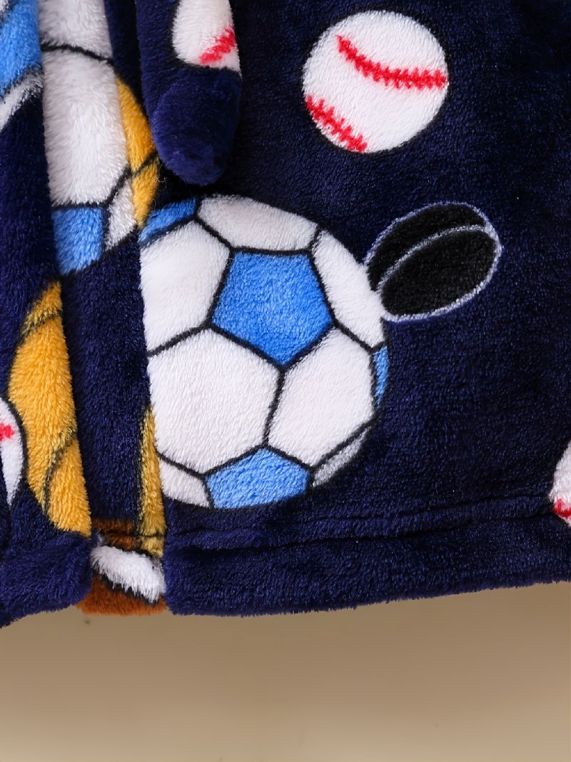 Barn Gutter Jenter Casual Fotball Baseball Print Fleece Lang Badekåpe Til Vinter