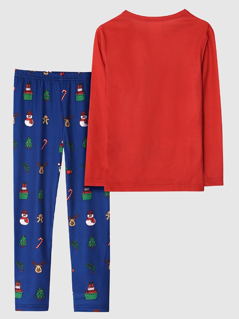 Barn Gutter Pyjamas Jul Astronaut Print Rundhals Langermet Topp & Buksesett