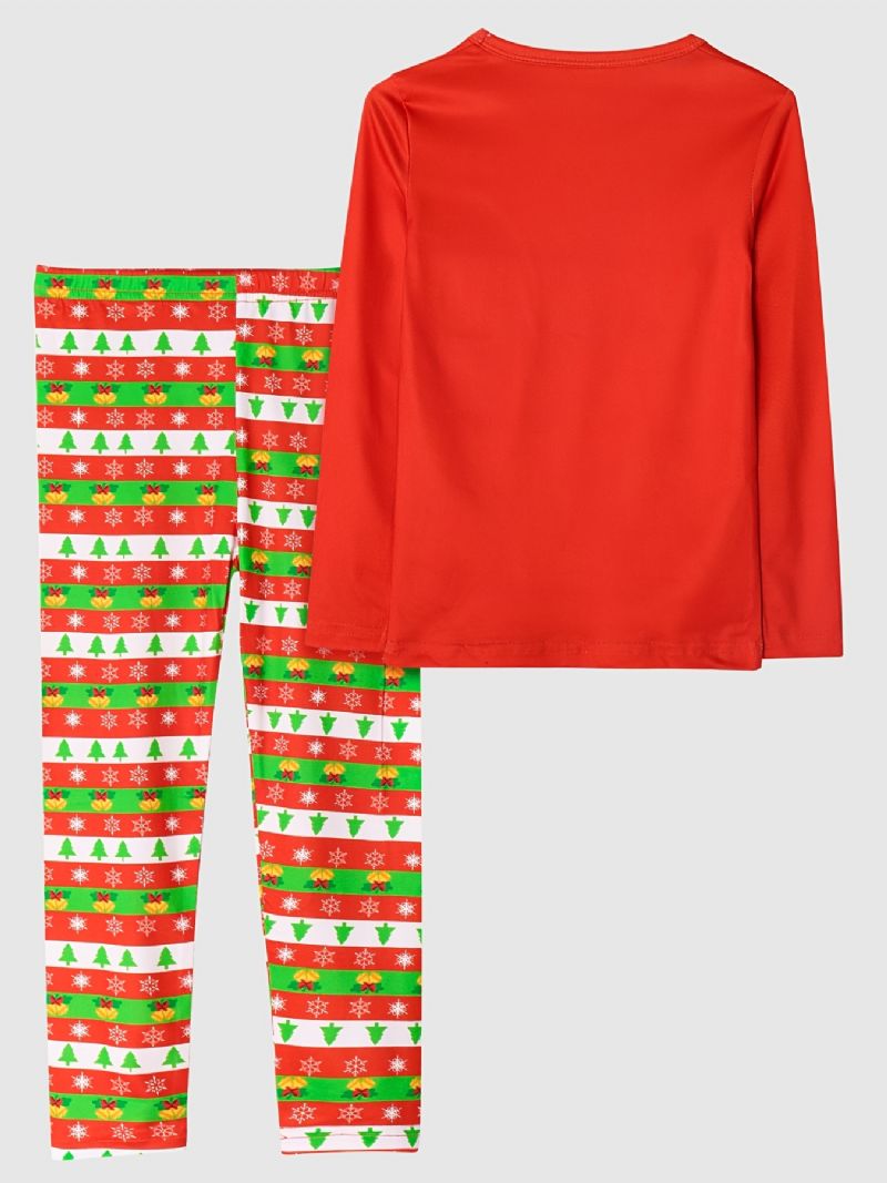 Barn Jenter Christmas Pyjamas Julenissen Gave Print Rundhals Langermet Bukser Set