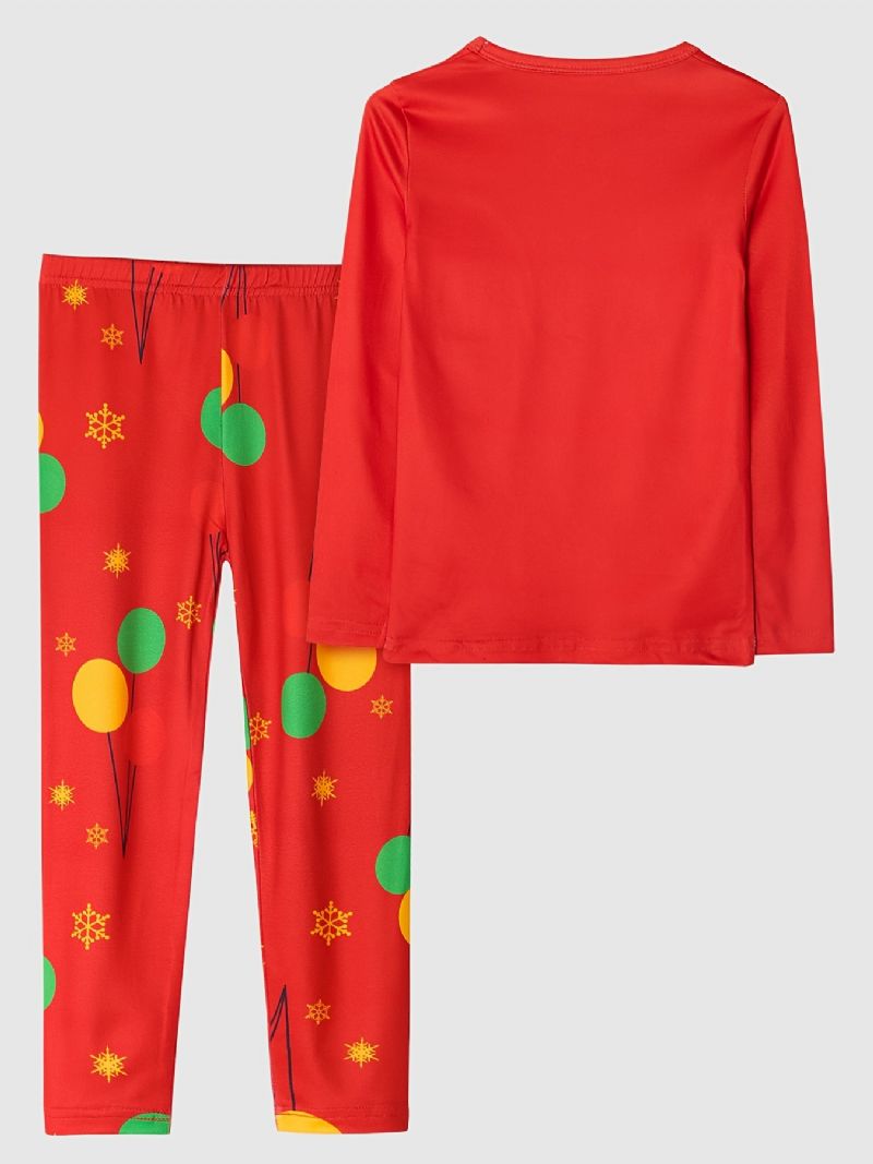 Barn Jenter Pyjamas Juledyr Print Rundhals Langermet Topp & Buksesett