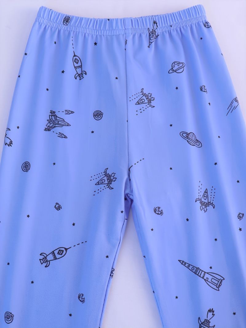 Guttens Blue Airplane Rocket Print Pysjamassett