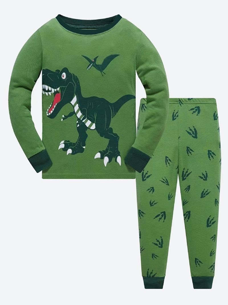 Gutter 2 Stk Pyjamas Tegneserie Dinosaur Jurassic Park Langermet Bomullsdrakt