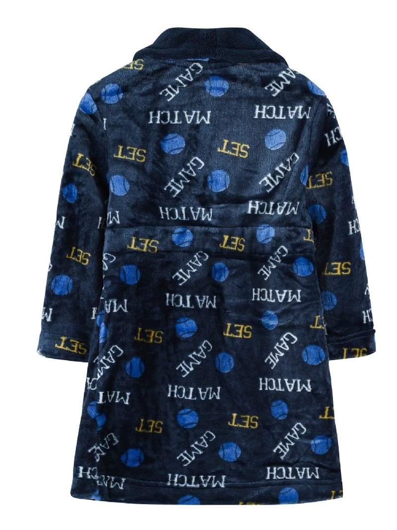 Gutter Jenter Casual Fleece Thermal Pyjamas Badekåpe Med Letter Print For Winter Home