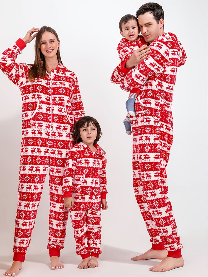 Høst Vinter Nye Jenter Gutter Flanell Hjort Printed Christmas One-piece Pyjamas