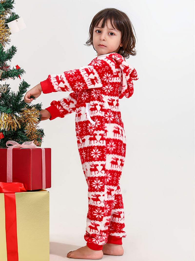 Høst Vinter Nye Jenter Gutter Flanell Hjort Printed Christmas One-piece Pyjamas