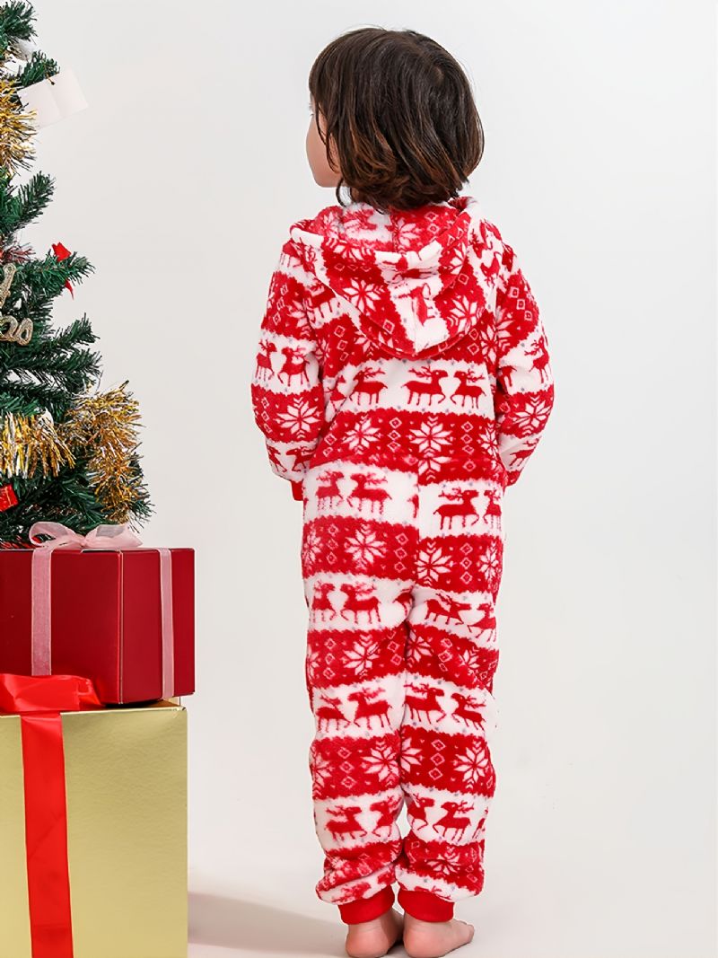 Høst Vinter Nye Jenter Gutter Flanell Hjort Printed Christmas One-piece Pyjamas