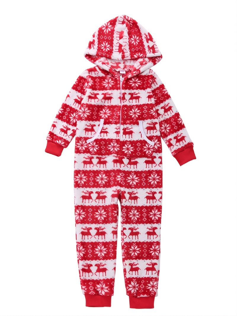 Høst Vinter Nye Jenter Gutter Flanell Hjort Printed Christmas One-piece Pyjamas