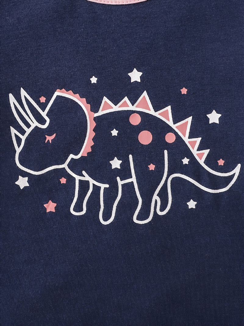 Jent Dinosaur Print Langermet Topp Og Bukser Loungewear Set