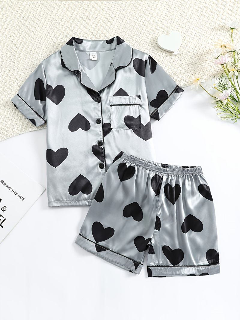 Jente Kortermet Pyjamassett Satin Pj Set