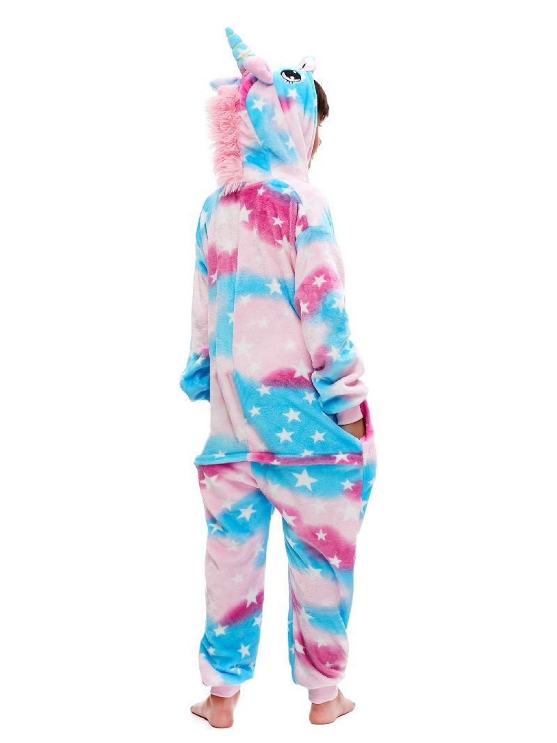 Jente Unicorn Shaped Flanell Pyjamas Termisk For Winter