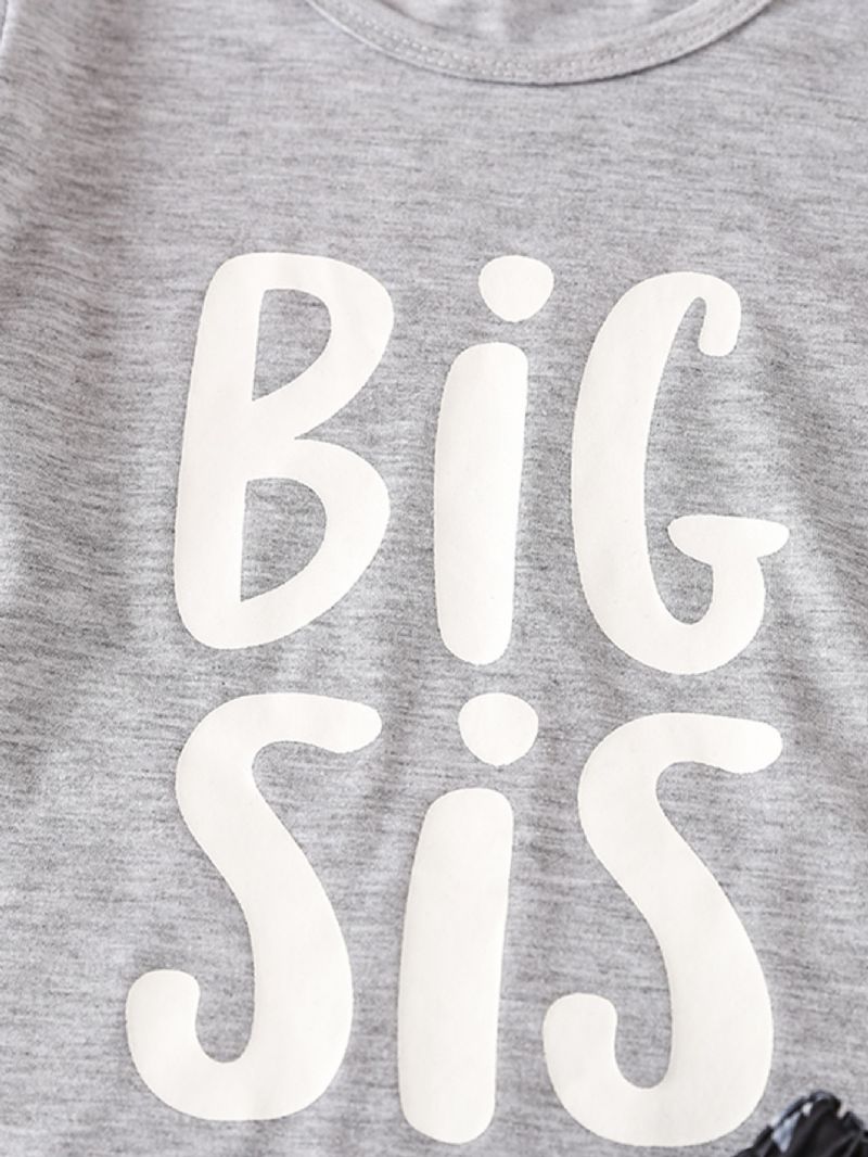 Jenter Big Sis Letter Print Casual Pysjamassett