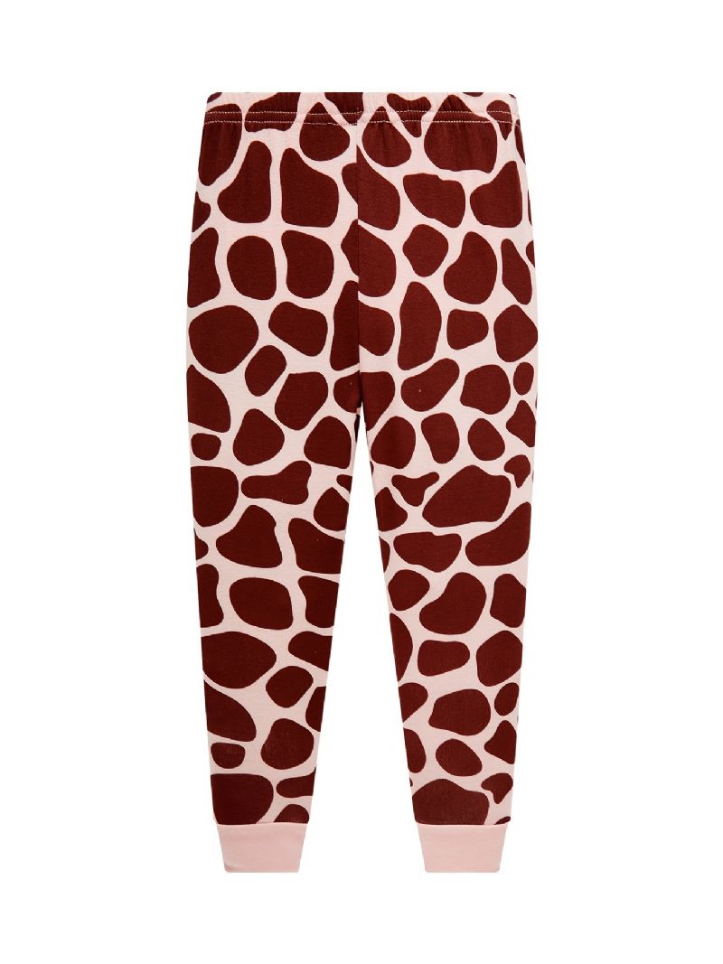 Jenter Casual Giraffe Print Pyjamassett Med Topper Og Bukser Barneklær Til Hjemmet