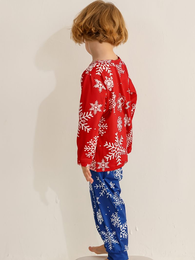 Jenter Christmas Snowflake Print Rundhals Langermet Topp & Buksesett Pyjamas