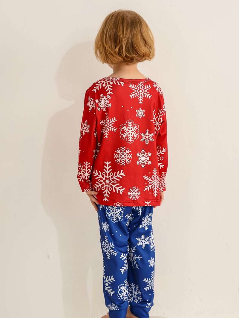 Jenter Christmas Snowflake Print Rundhals Langermet Topp & Buksesett Pyjamas