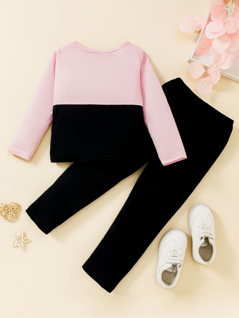 Jenter Crewneck Sleep Colorblock Langermet Pyjamassett