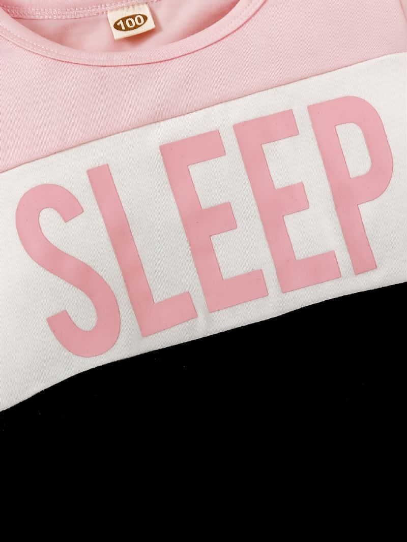 Jenter Crewneck Sleep Colorblock Langermet Pyjamassett