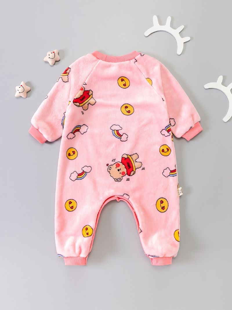 Jenter Flanell Bear Cartoon Romper Jumpsuit Søte Babyklær