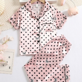 Jenter Panda Print Kortermede Bukser Pyjamassett