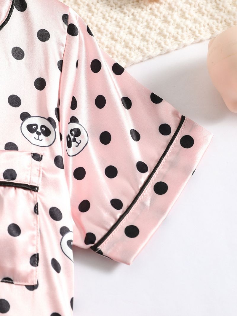 Jenter Panda Print Kortermede Bukser Pyjamassett