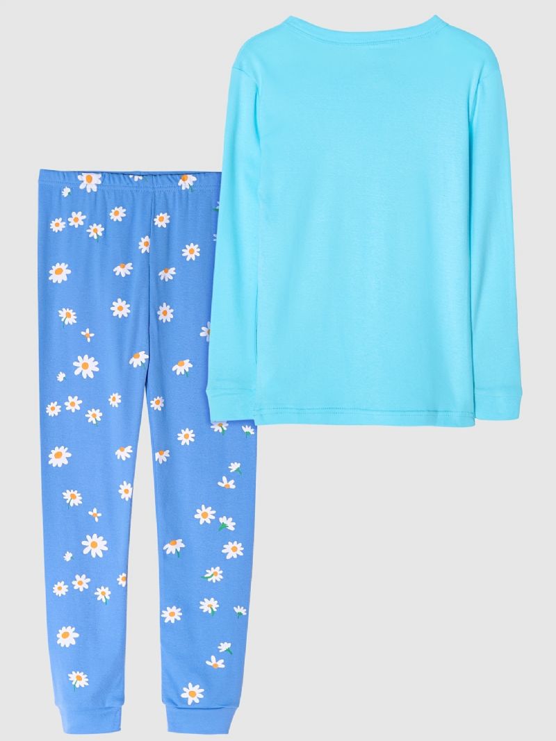 Jenter Pyjamas Daisy Print Rundhals Langermet Topp & Buksesett