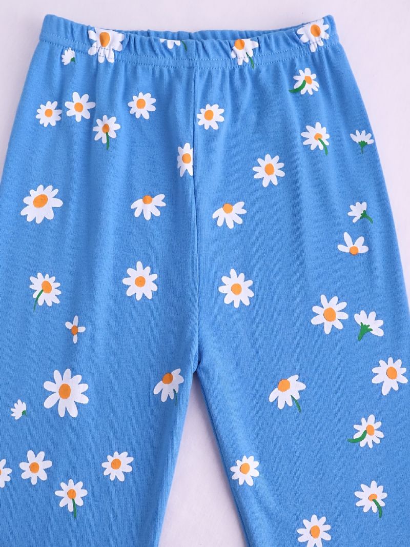 Jenter Pyjamas Daisy Print Rundhals Langermet Topp & Buksesett