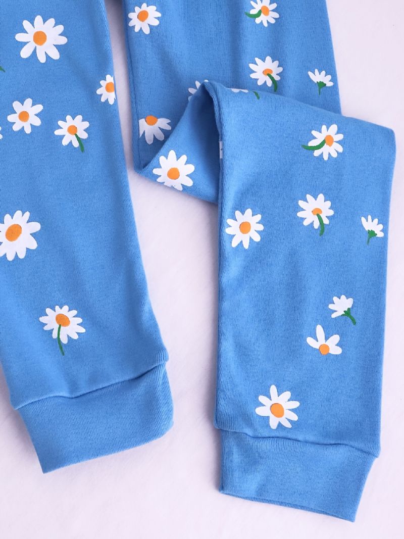 Jenter Pyjamas Daisy Print Rundhals Langermet Topp & Buksesett