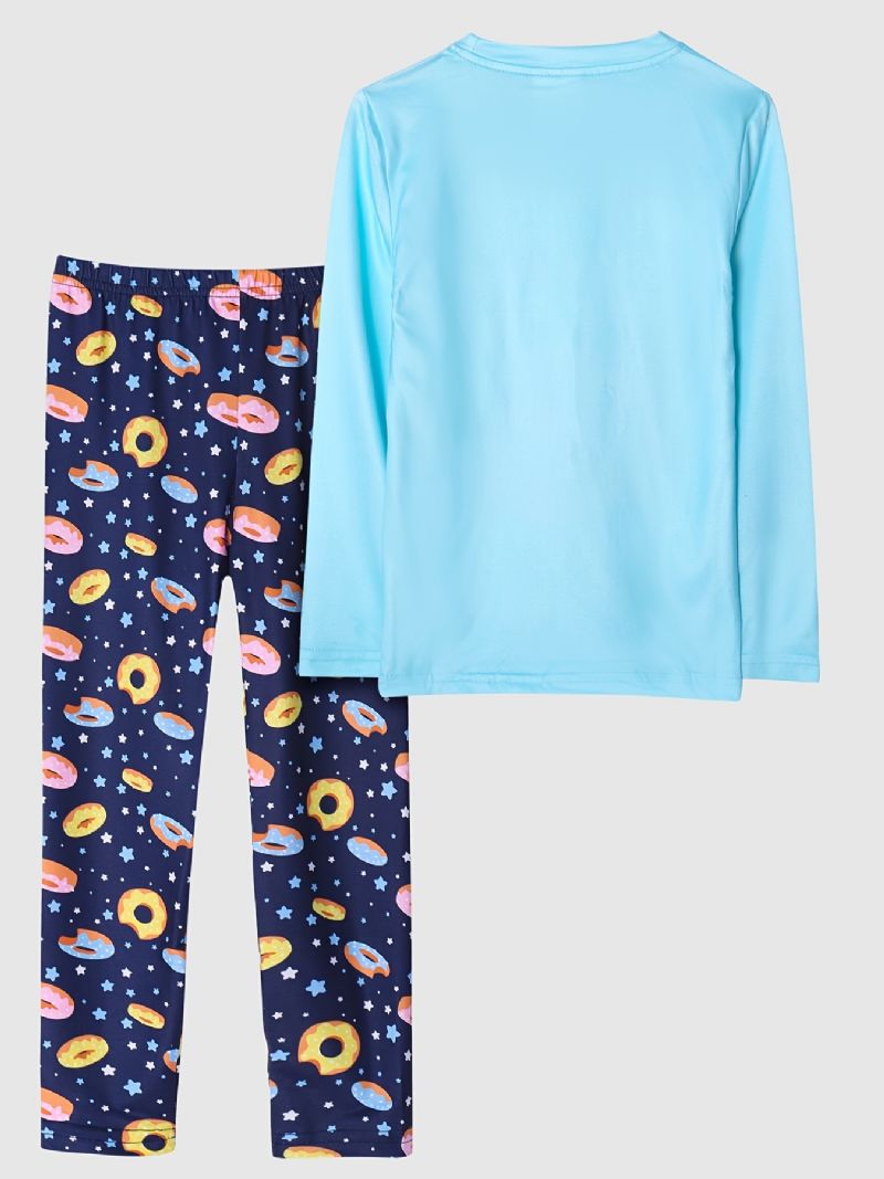 Jenter Pyjamas Unicorn Moon Print Rundhals Langermet Topp & Buksesett